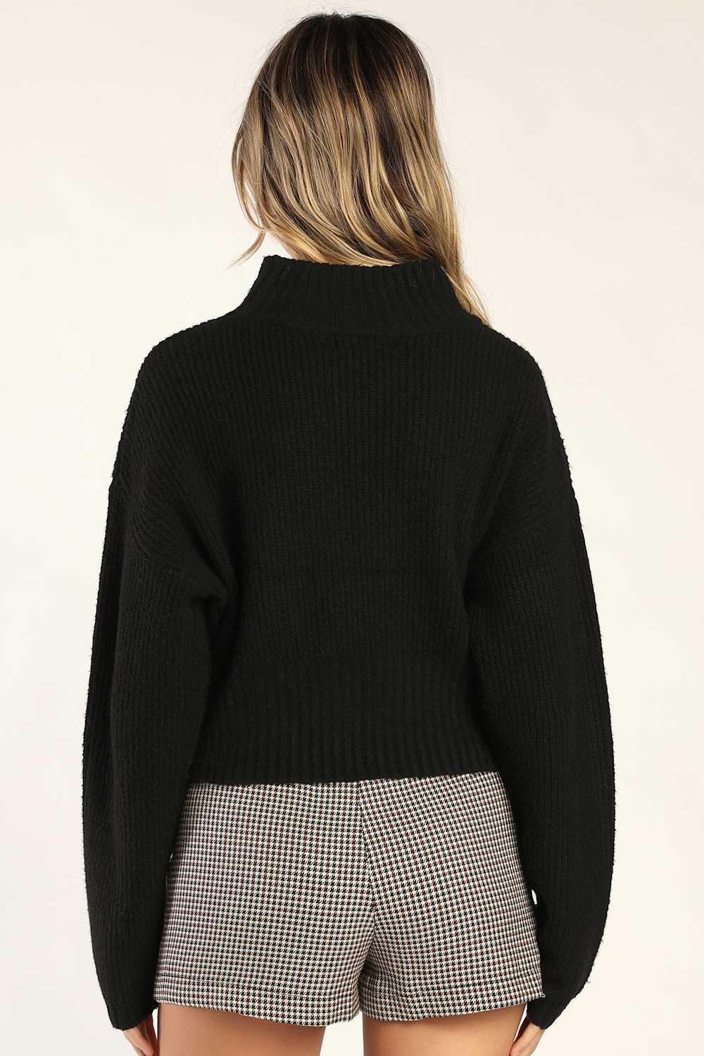 Snuggly Days Black Cropped Mock Neck Sweater