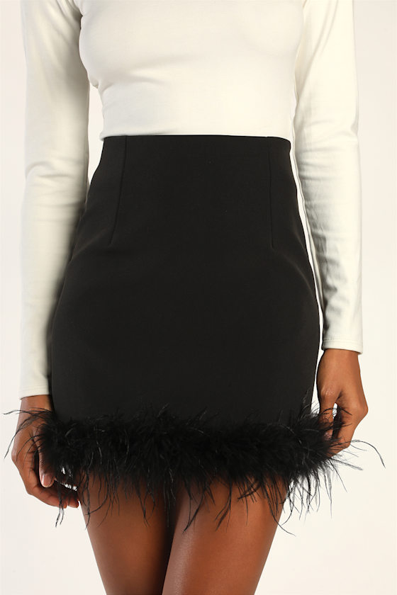 Celebratory Sweetie Black Feather Mini Skirt - thumbnail 2