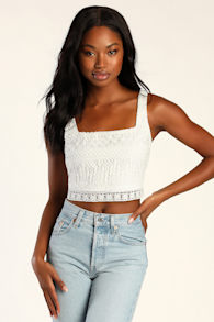 Romance Forever White Crochet Lace Crop Top 6