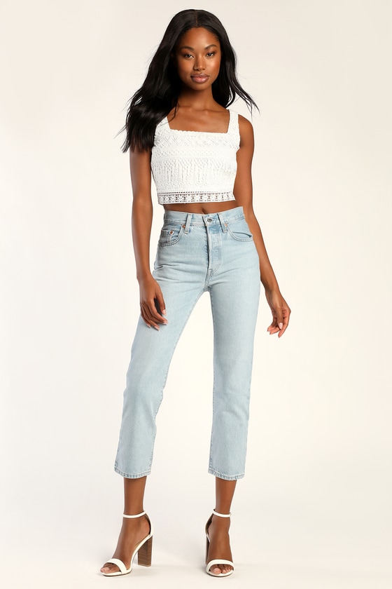 Cute White Top - Lace Top - Crochet Lace Top - White Crop Top - Lulus