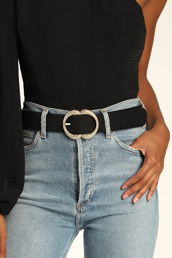 SNAKE BUCKLE BELT SOLID BLACK main image 1