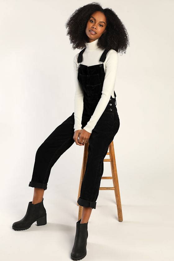 Ziggy Washed Black Corduroy Overalls 5