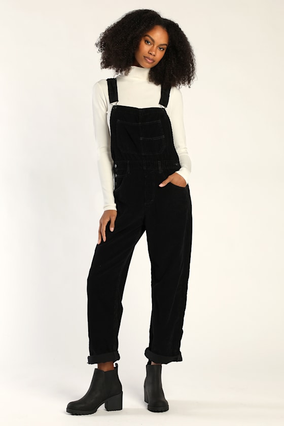 Ziggy Washed Black Corduroy Overalls 1