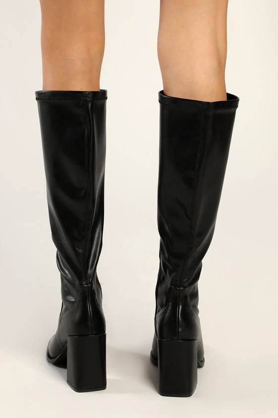 Guess Hearne Black Leather Knee High Stiletto Heel Platform Boots Zip Size  9.5 M | eBay