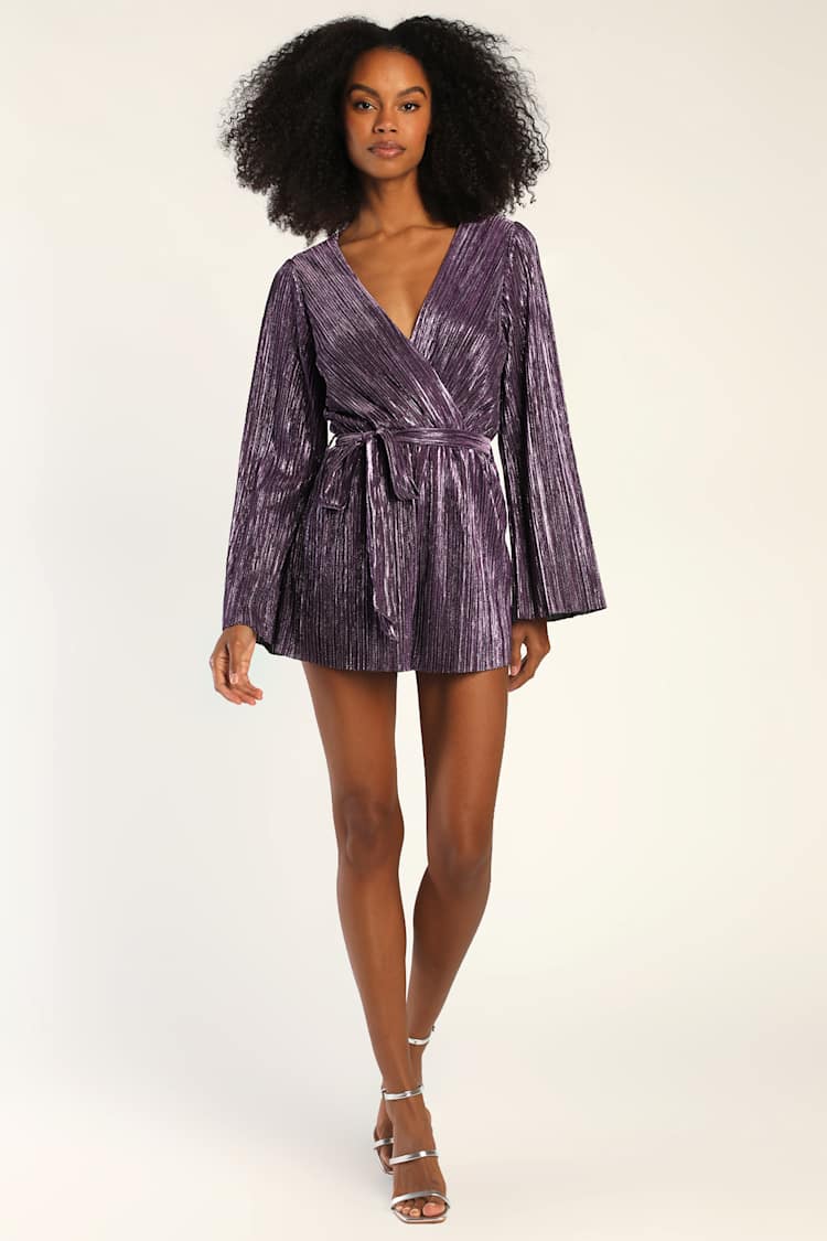 purple romper dress In the Stands Romper - Purple