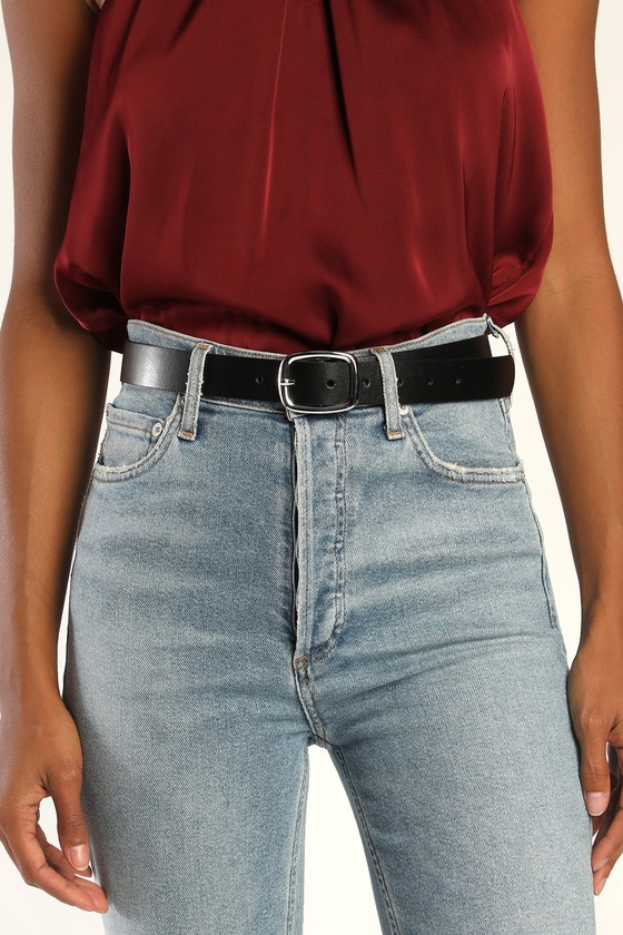 Black Genuine Leather Belt - Black and Silver Belt - Leather Belt - Lulus