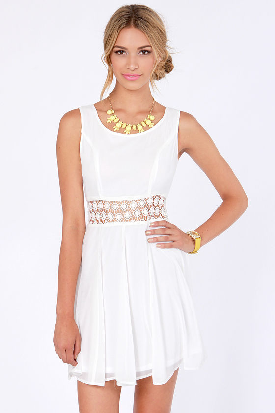Cute Scoop Off the Shoulder Knee-Length Girl's Dress Ivory main image 0