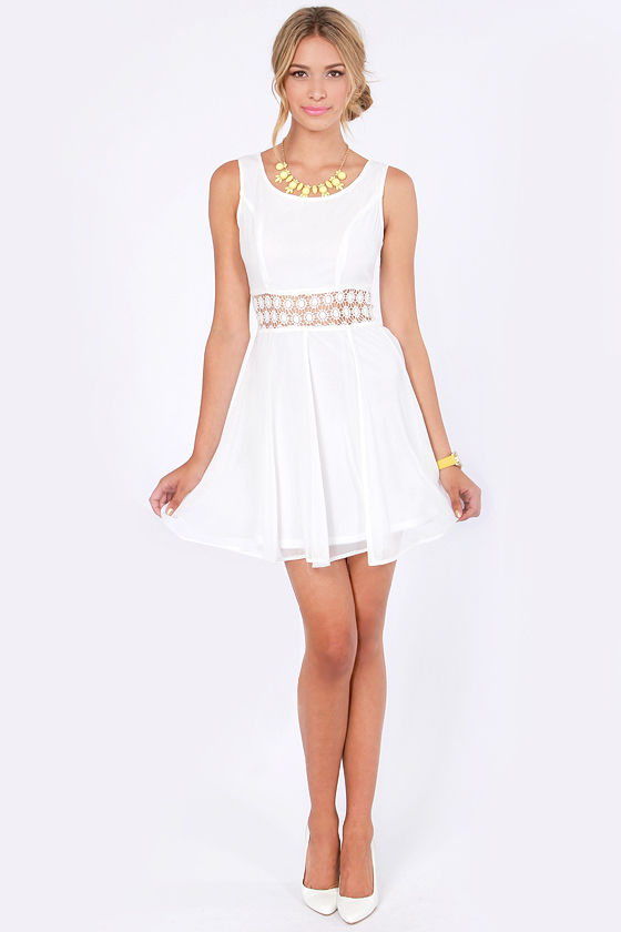 Afternoon in the Park Ivory Chiffon Dress