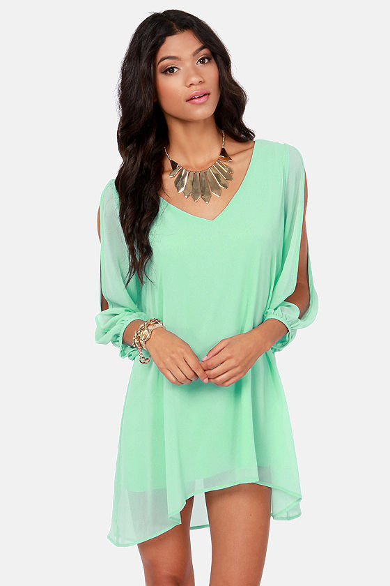 Pretty Mint Blue Dress Shift Dress Cold Shoulder Dress 44.00 Lulus