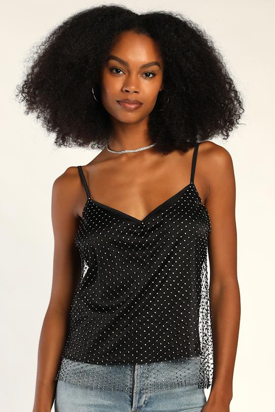 Black Tank Top Rhinestone Tank Top Sparkly Top Lulus