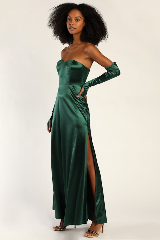 Andres Strapless Dress Emerald Green