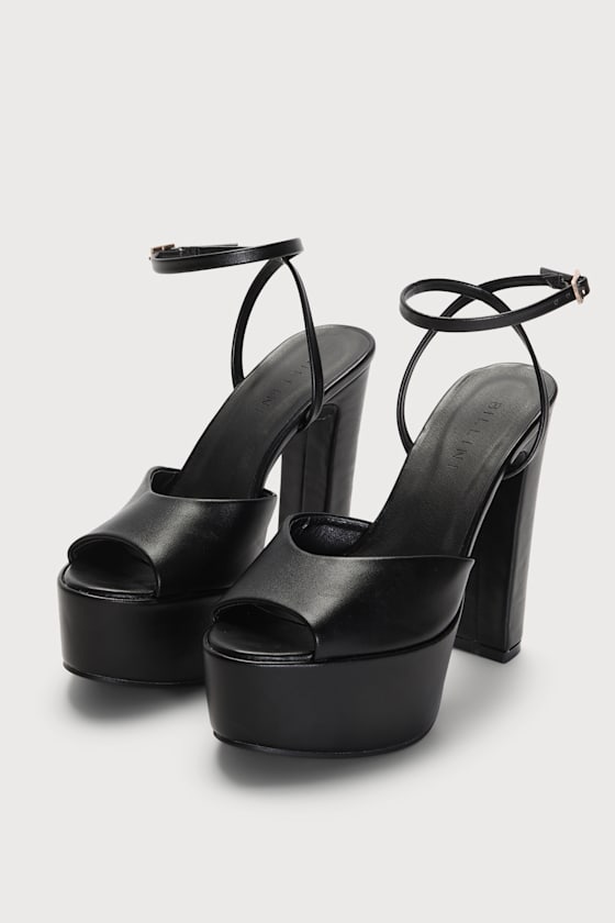 Farley Black Platform Ankle Strap High Heel Sandals 2
