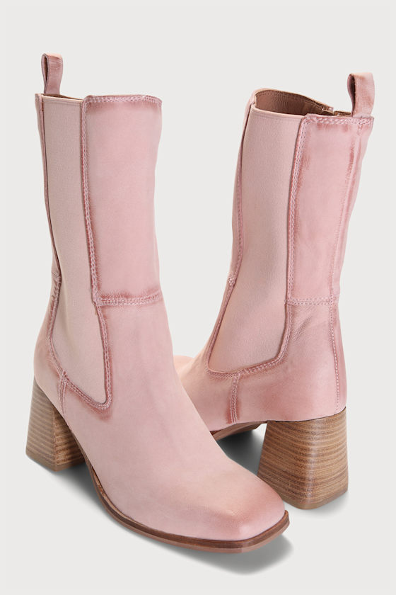 Pink Beige Marble Women's Boots