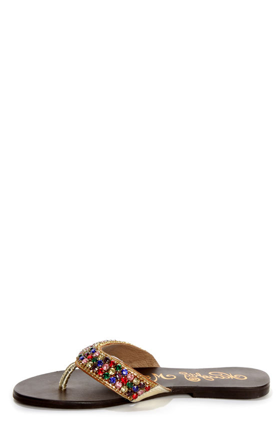 Naughty Monkey Fashion Fix Multi Rhinestone Thong Sandals