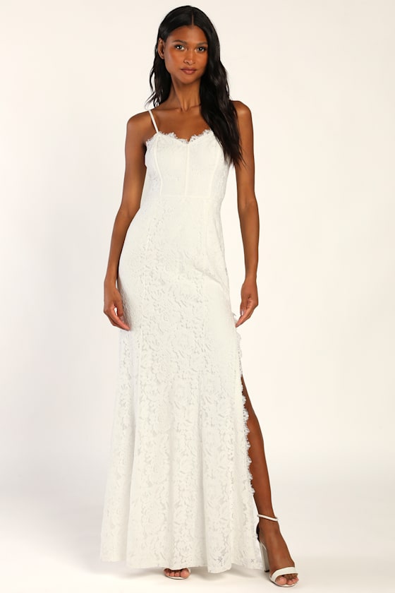 Song of the Siren White Lace Maxi Dress 6