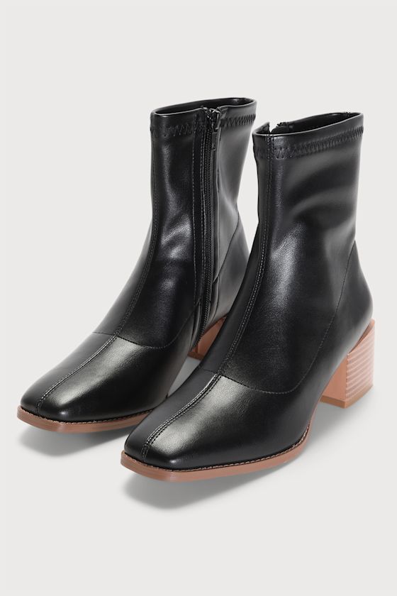 Henleyy Black Square Toe Ankle Boots 3