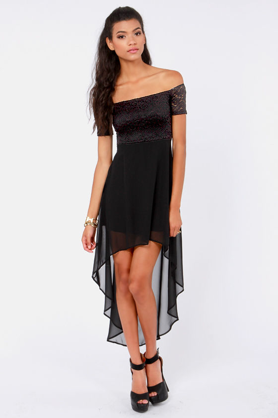 Kiss on the Chic Black Off-the-Shoulder Dress