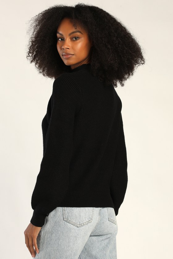 Black Knit Sweater - Cutout Sweater - Mock Neck Sweater - Lulus