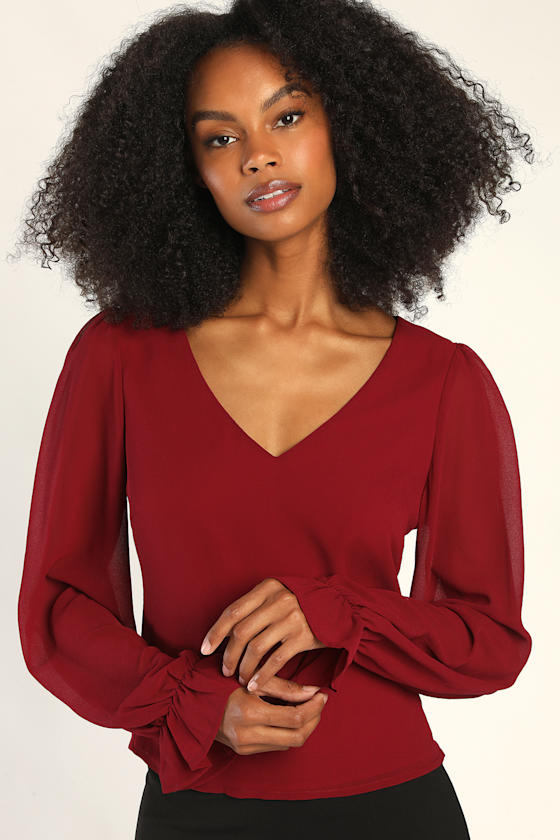 Flourishing Vibe Burgundy Long Sleeve Top 4