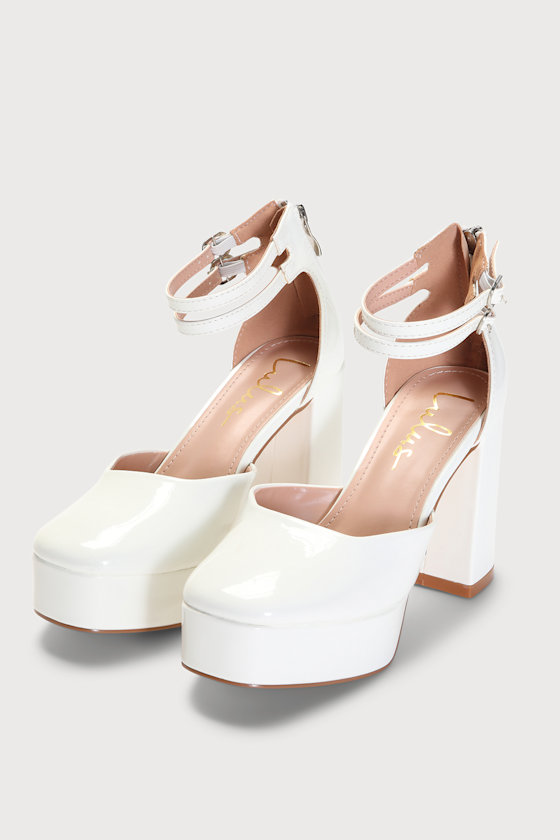 platform white pumps