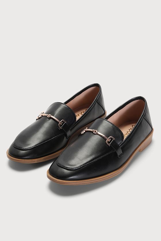 Yate Black Chain Loafer Flats 1