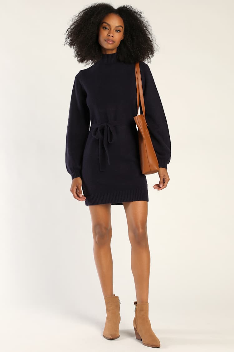 mock neck long sleeve sweater dress Organic Mock Neck Sweater Dress