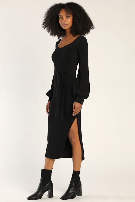 Windy Days Black Knit Sweater Dress 1