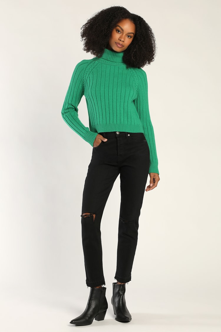 Green Turtleneck - Ribbed Knit Turtleneck - Turtleneck Sweater - Lulus