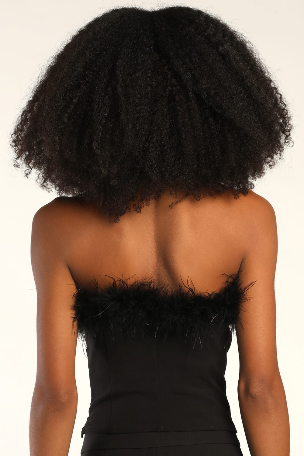 Flair for the Fabulous Black Feather Cropped Tube Top