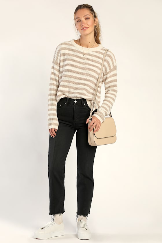 Straight Up Black High Rise Raw Hem Denim Jeans 2