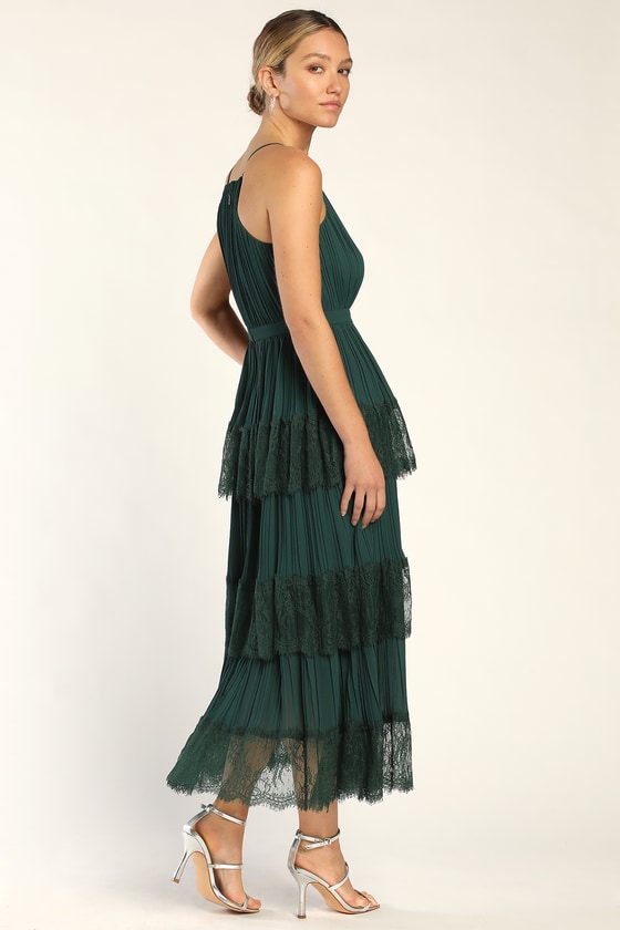Emerald Green Tiered Maxi - Lace Maxi Dress - Ruffled Maxi Dress - Lulus