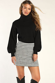 Preppy Poise Black and White Houndstooth Mini Skirt 3
