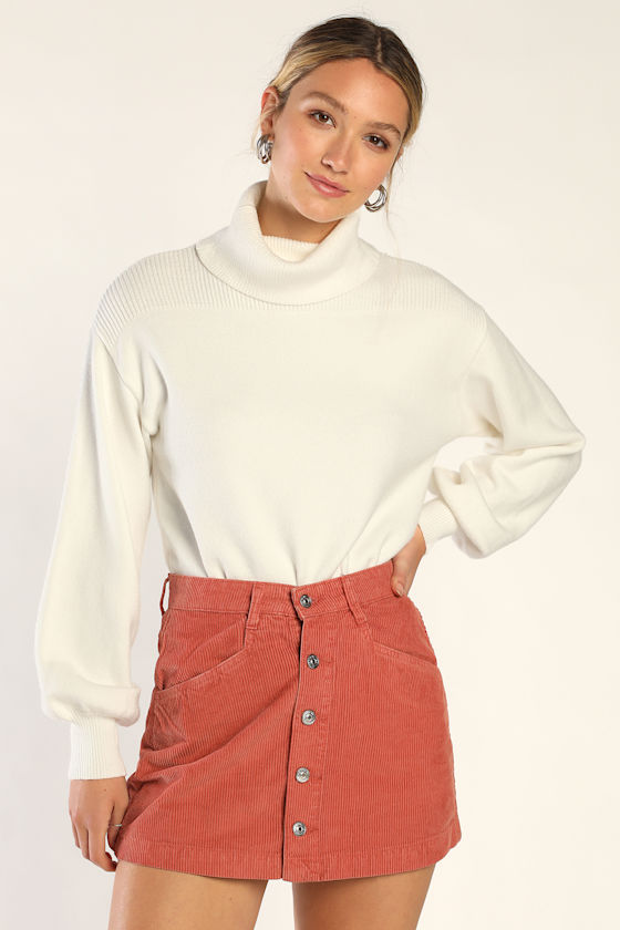 Ray Cord Terracotta Corduroy Button-Up Mini Skirt 6