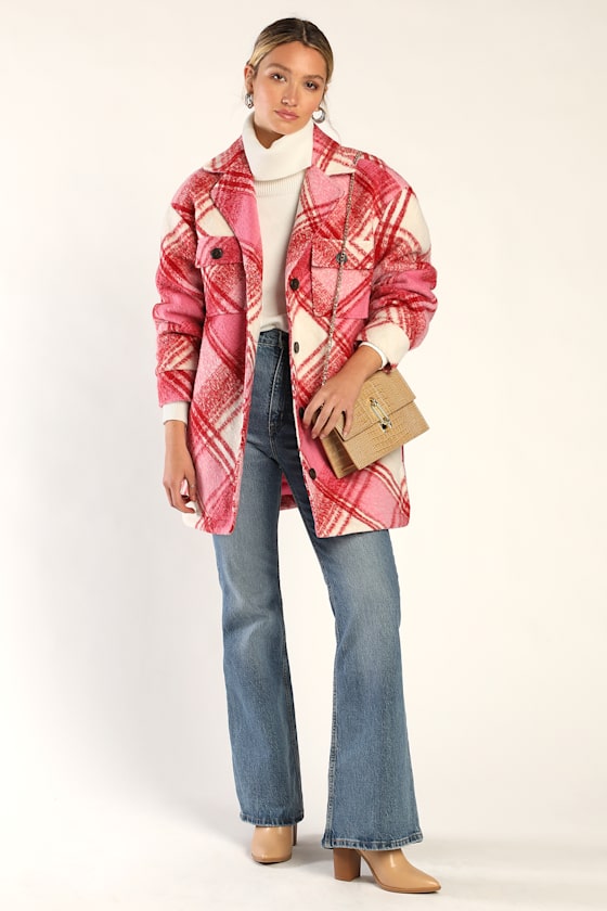 Cute Overload Pink and Red Plaid Coat 6