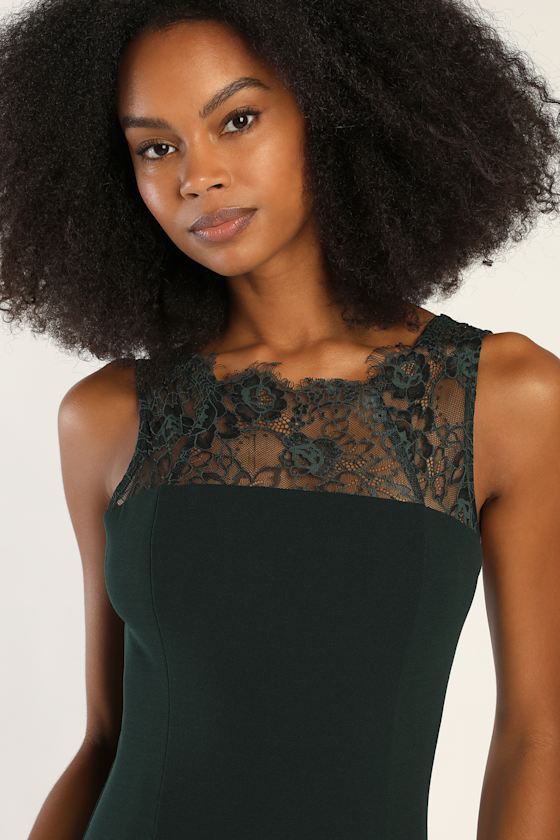 Lulus Green Lace Dress Lulu's Pearson Emerald Green Lace Short Sleeve Dress  Size