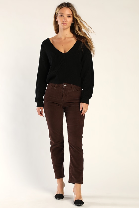 Levi's Wedgie Straight - Chocolate Brown Pants - Corduroy Pants - Lulus