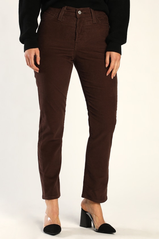 Levi's Wedgie Straight - Chocolate Brown Pants - Corduroy Pants - Lulus