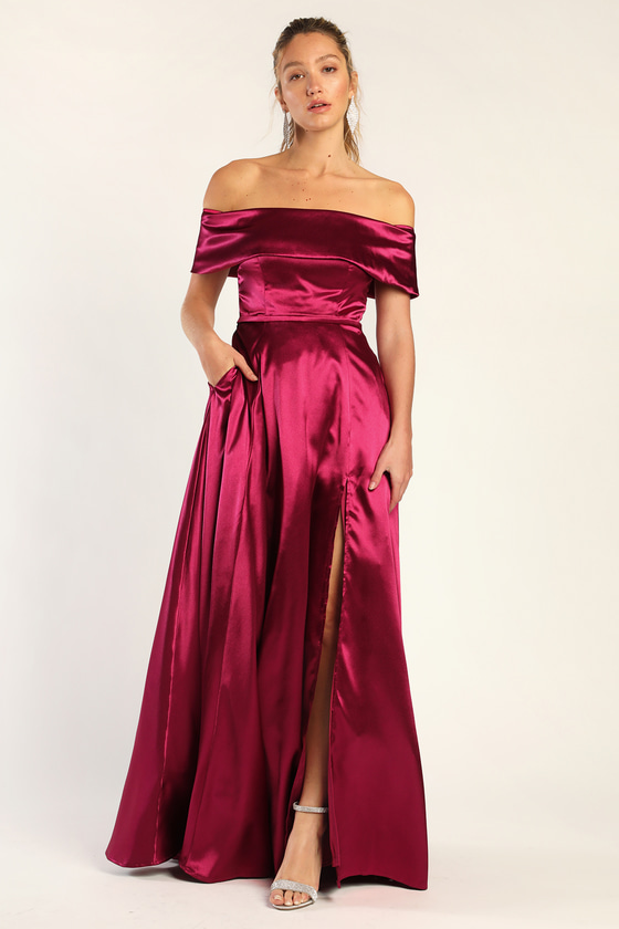 The Carnation Pink Off Shoulder Dress – WeddingConfetti