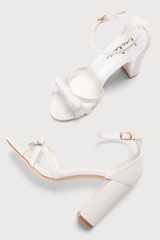 Ever New strappy low block heels in white | ASOS