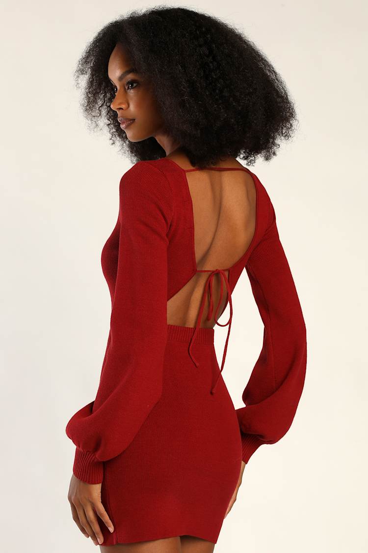sachin and babi light blue dress Burgundy Sweater Dress - Long Sleeve Dress - Mini Bodycon Dress