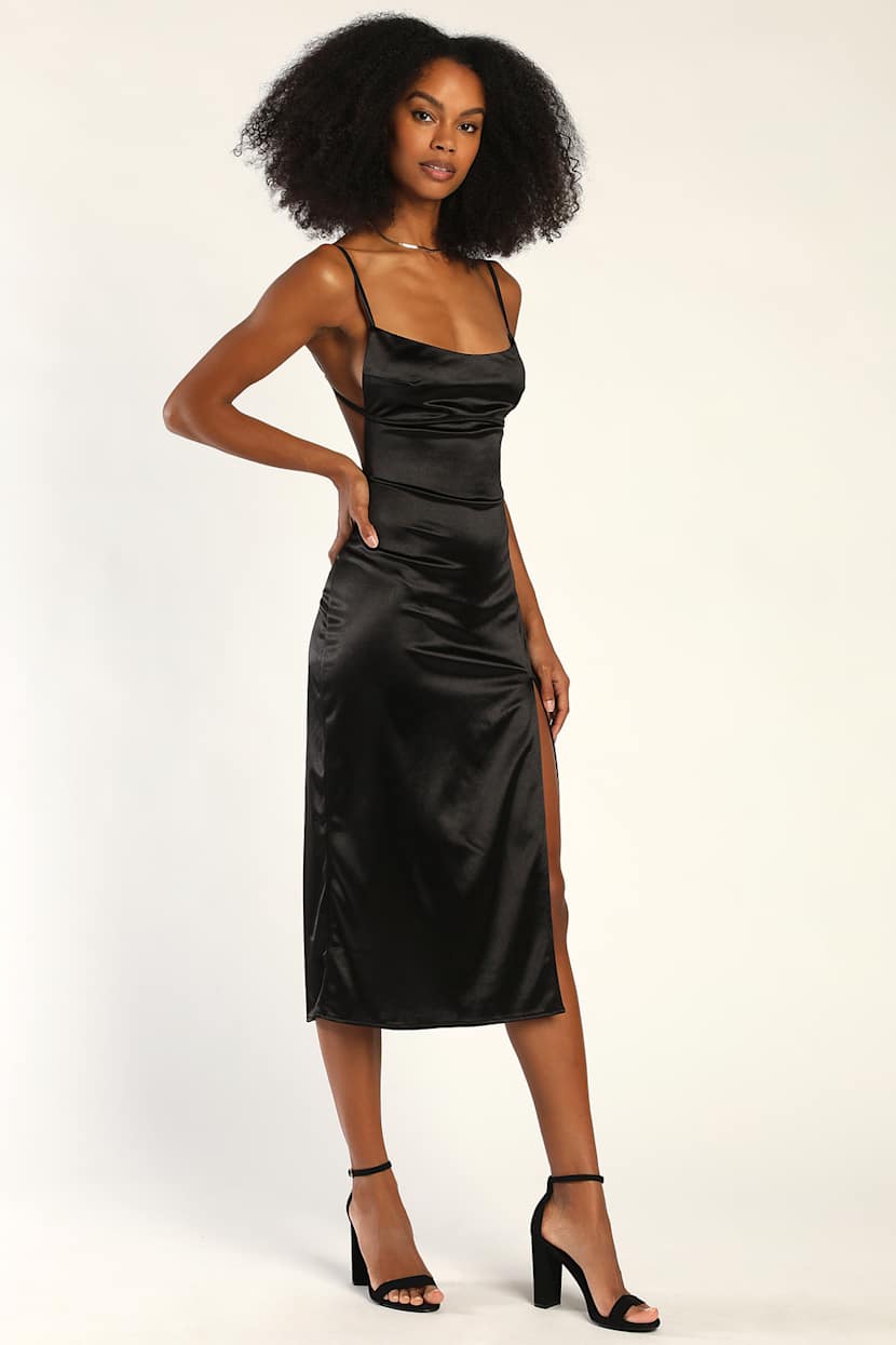debutante black moire satin backless midi dress - Black Dress - Sexy Dress skin_tone_bra 90s Fashion Dresses: Iconic Size:12-18M Founded by conna walker