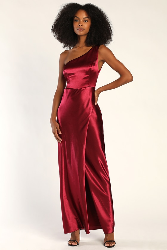 Designer Gown In Wine Color