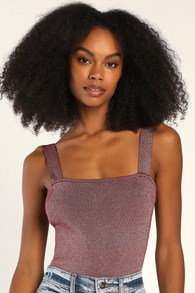 Easily Iconic Burgundy and Gold Knit Bodysuit