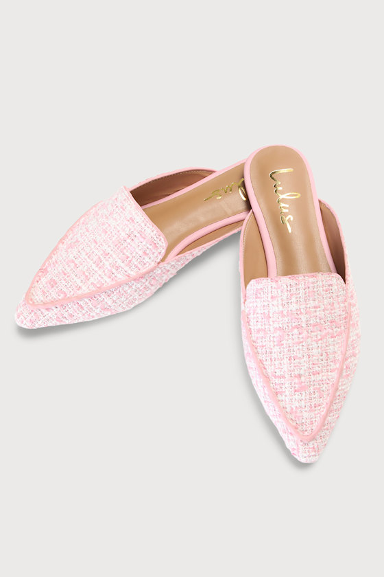 Joelle Pink Tweed Loafer Slides 4
