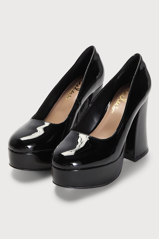 Joanah Black Patent Platform Pumps 3