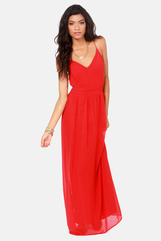 lulus red long dress