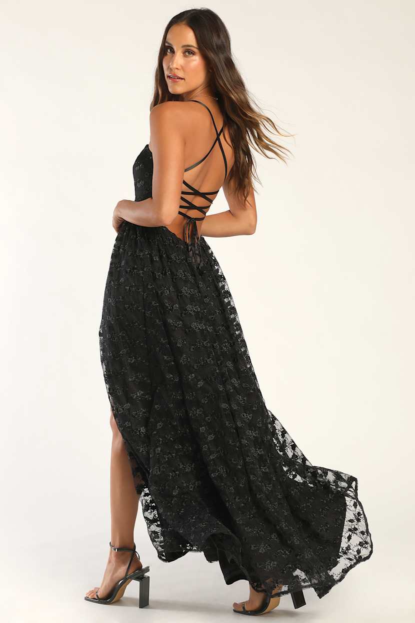 Black Tulle Dress - Embroidered Maxi Dress - Lace-Up Maxi Dress - Lulus Black Tulle Dress - Embroidered Maxi Dress - Lace-Up Maxi Dress - Lulus