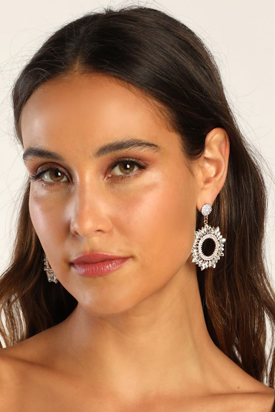 18KT Gold Earrings Rhinestone Statement Earrings Earrings Lulus