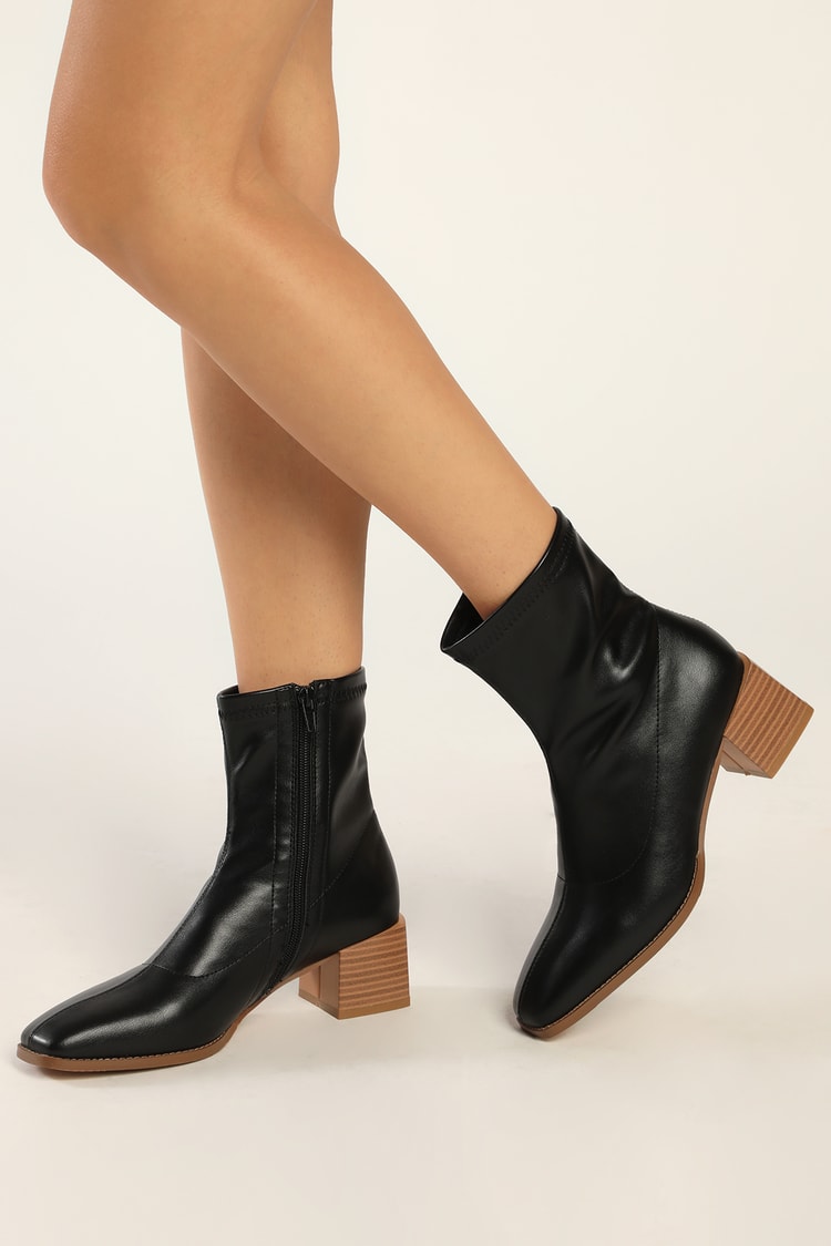 cute black leather booties