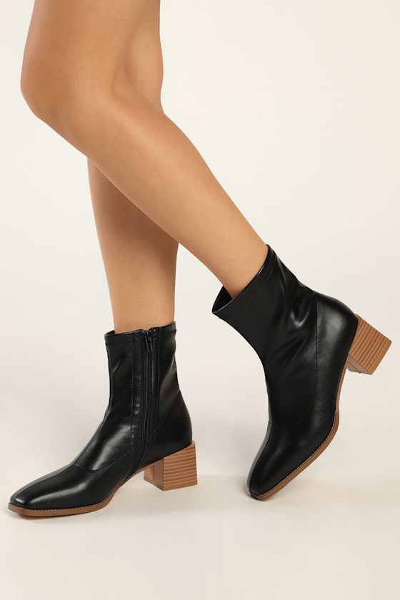 Henleyy Black Square Toe Ankle Boots 5